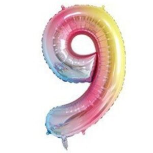 Globo Metálico Numero 9 Tornasol 32″ (70cm)