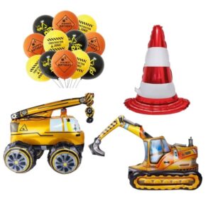 Set Globos Aluminio Mas Látex Cumpleaños Construcción mod 2