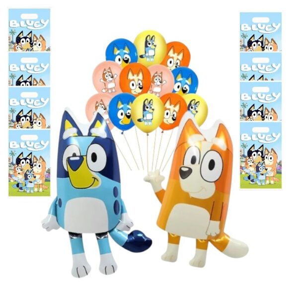 Set Globos Decorativo + Bolsas Bluey y Bingo