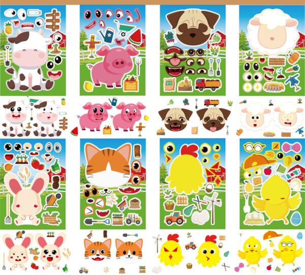 Set Stickers Rompecabezas Animales de granja
