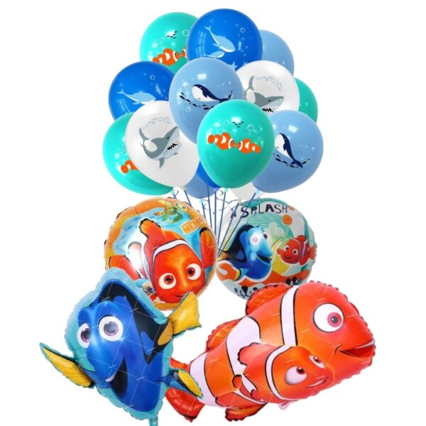Set Globos Aluminio+ latex Buscando a Nemo