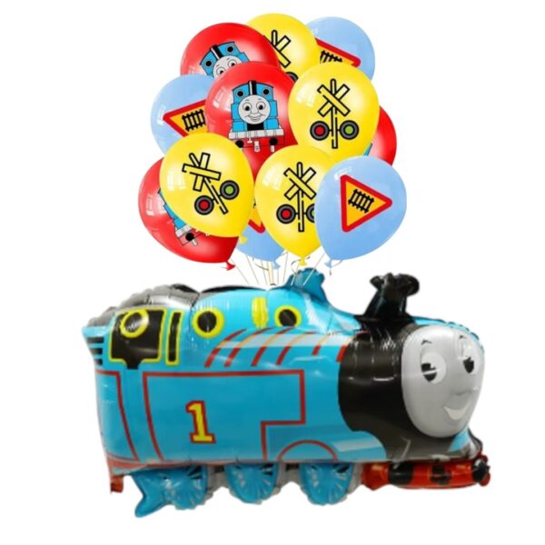 Set Globos látex + Aluminio Cumpleaños  Thomas el tren