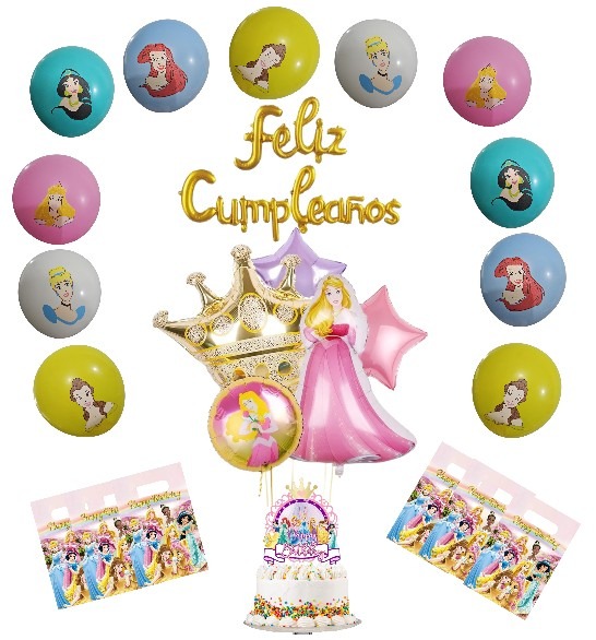 Kit de globos decorativo Feliz Cumpleaños Aurora ( Princesa Disney)