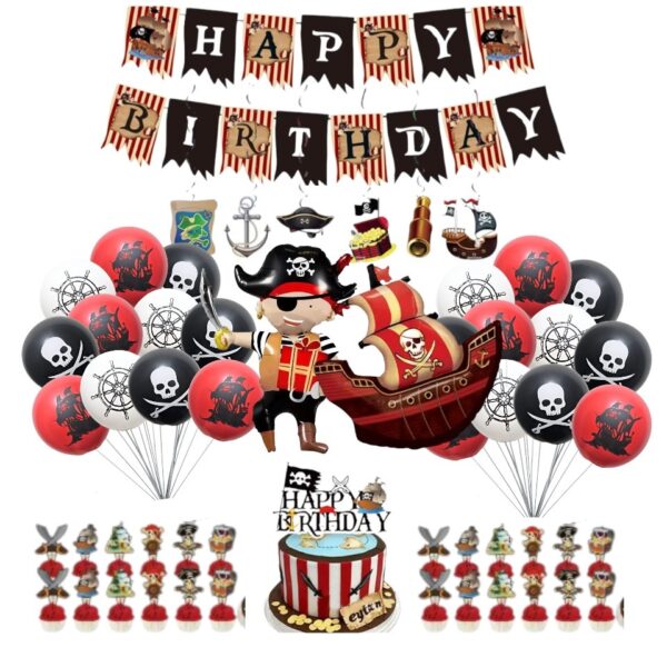 Set Globos Decorativo Banderín Piratas mod 2