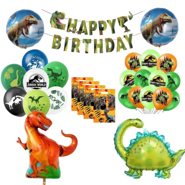 Set Globos Decorativo + Bolsas Cumpleaños  Dinosaurios