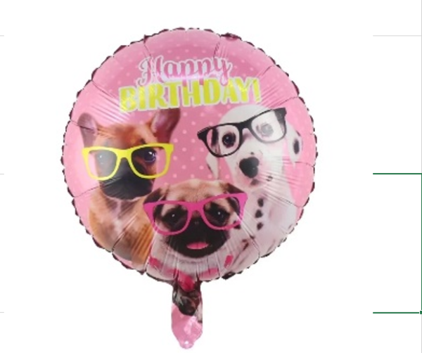 Globo aluminio redondo perritos divertidos mascotas