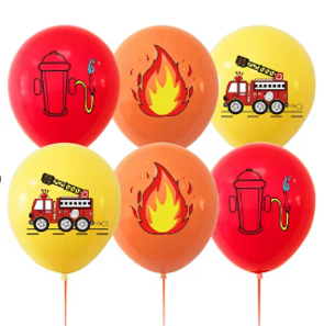 Pack 12 Globos Látex Bomberos