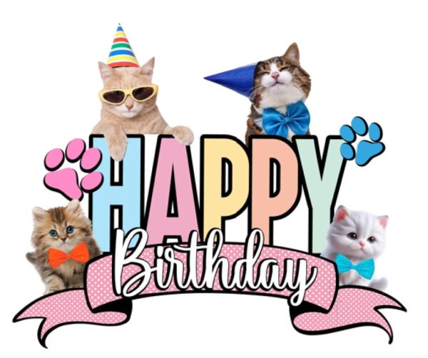 Topper para Torta de Cumpleaños Gatitos mascotas