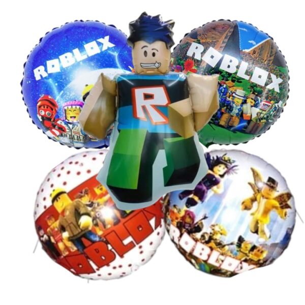 Set Globos Aluminio 5pzas Cumpleaños Roblox