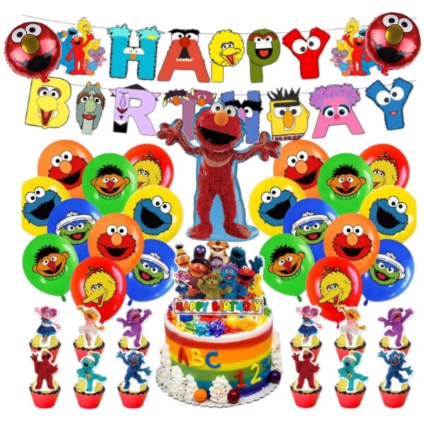 Set Decorativo Cumpleaños Plaza Sesamo (Elmo)
