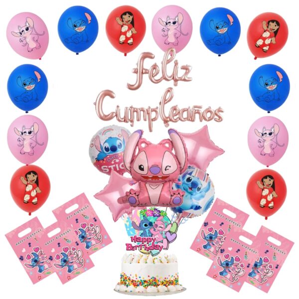 Kit de globos decorativo Feliz Cumpleaños Lilo & Stich