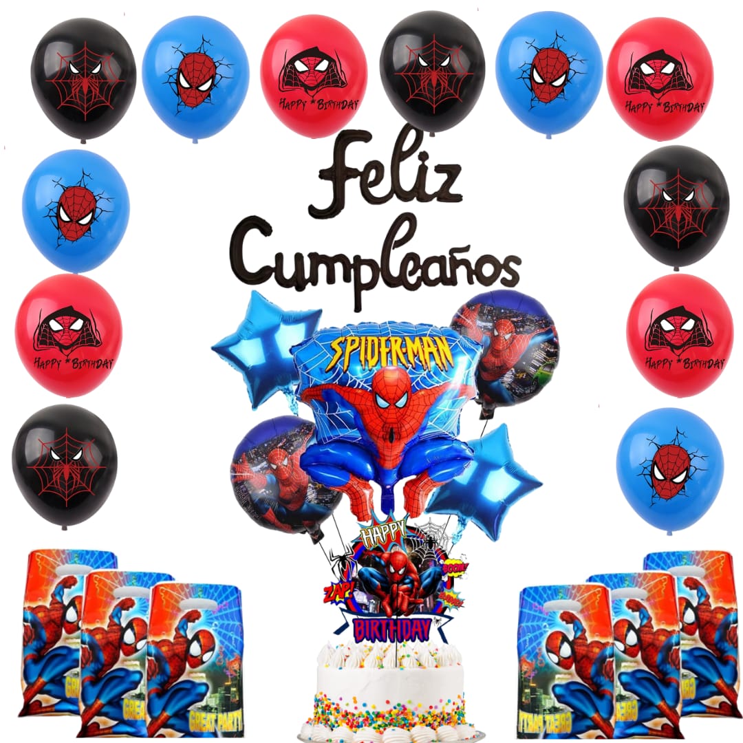 Kit de globos decorativo Feliz Cumpleaños Spiderman