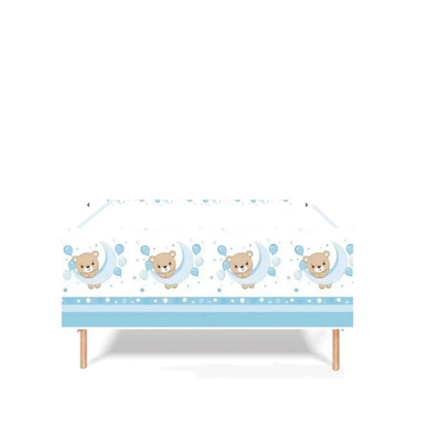 Mantel Decorativo Cumpleaños Baby Shower azul 137cm x 185cm - Imagen 2