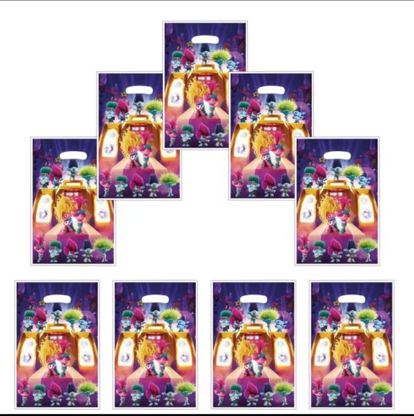 Bolsas Dulceras 10 unidades para Cumpleaños Trolls - Imagen 2