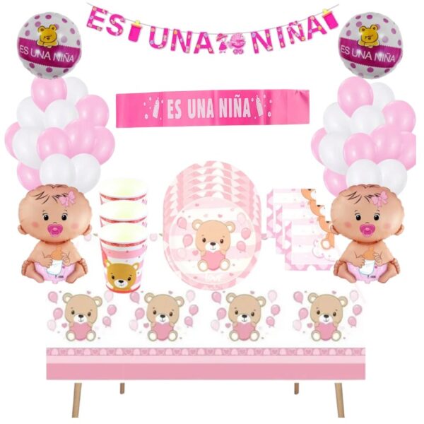 Set de globos cotillón decorativo Baby Shower ( niña)
