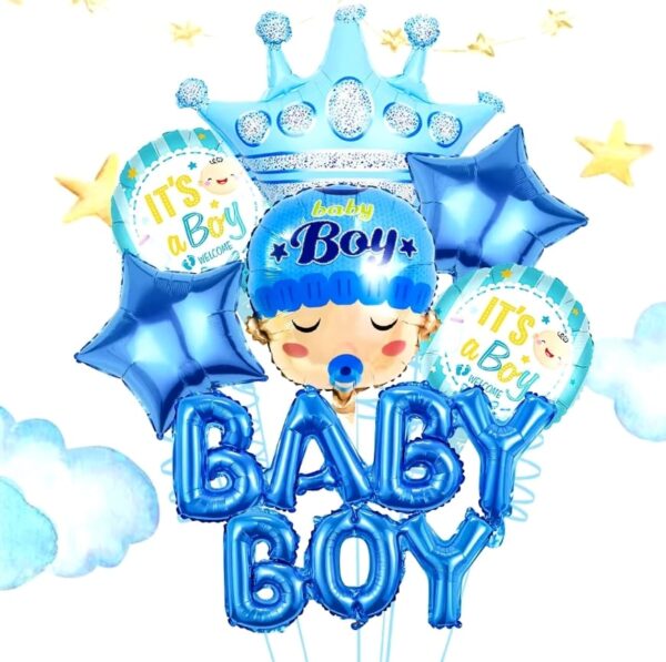 Set Globos Aluminio Baby Shower 7pzas (Azul)