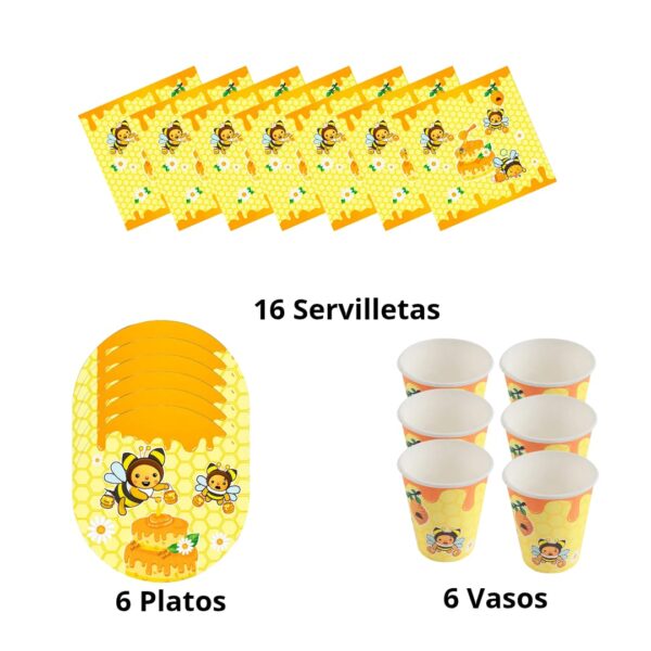 Set cotillón básico para cumpleaños abejita - Imagen 2