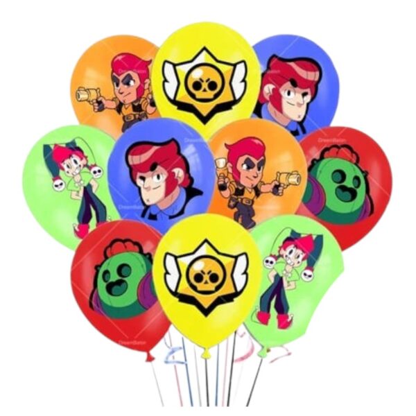 Pack 12 Globos Látex Cumpleaños Brawl Stars (Mod 2)