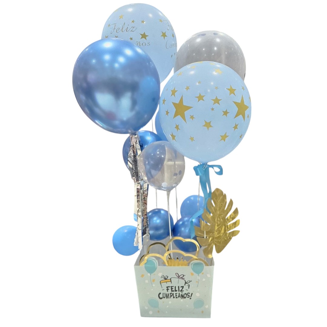 Set De Globos y Caja Arreglo de Cumpleaños (Azul) - Imagen 8