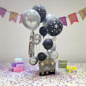 Set De Globos Dorado Y Negro Arreglo de Cumpleaños