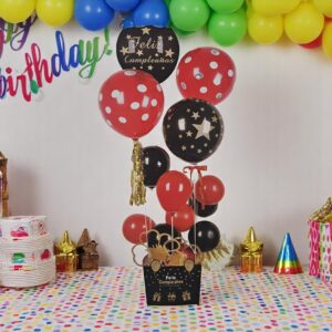 Set De Globos Negro y Rojo Arreglo de Cumpleaños