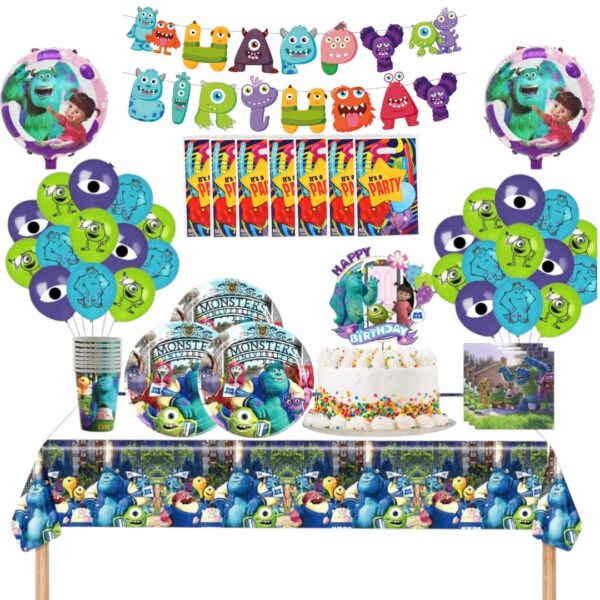 Cotillón Decorativo con globos Cumpleaños Monster inc