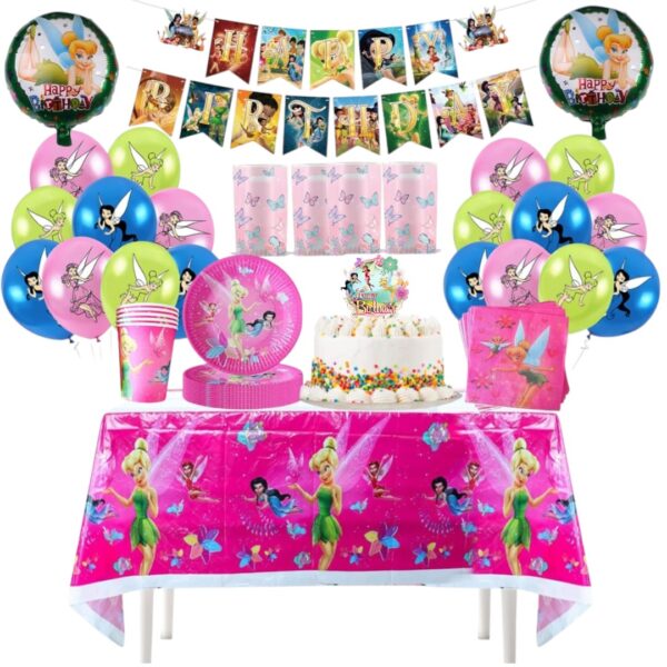 Cotillón Decorativo con globos Cumpleaños tinkerbell