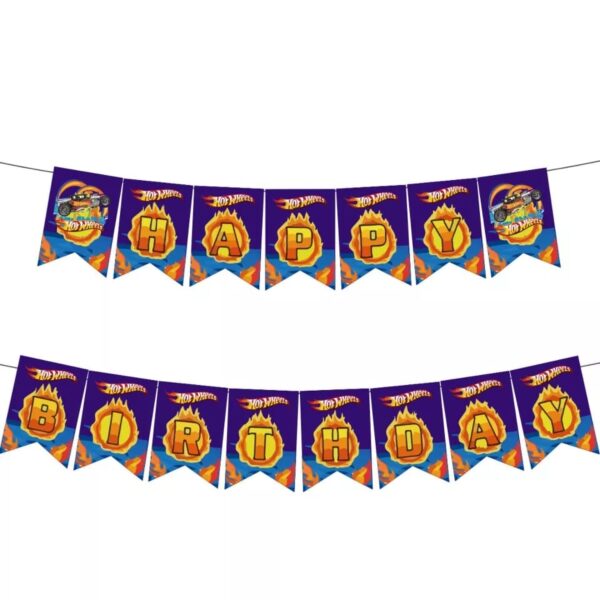 Banderín Guirnalda Decorativa Cumpleaños Hotwheels (Mod2)