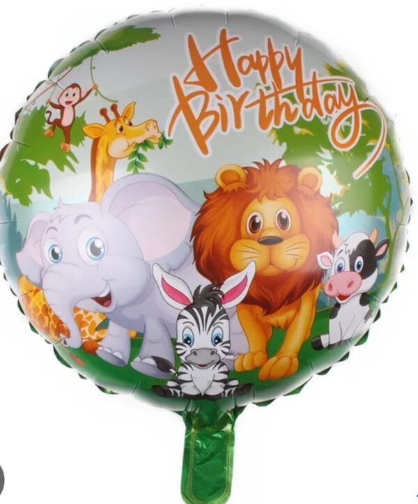 Globo Aluminio Redondo Cumpleaños Animales Safari
