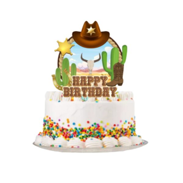 Topper para Torta Cumpleaños Vaquero - Imagen 2
