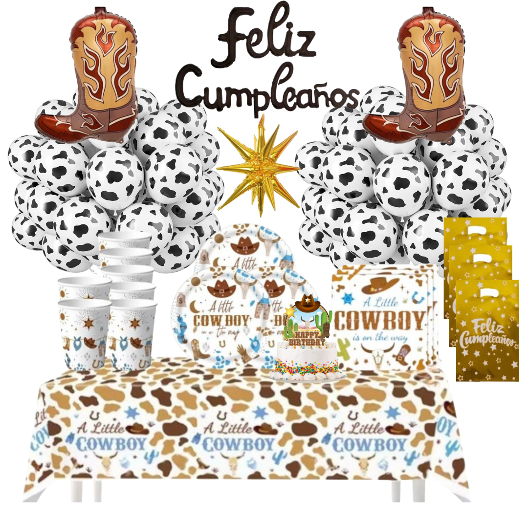Cotillón Decorativo con globos Cumpleaños Vaquero