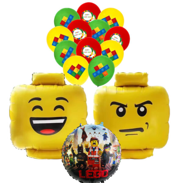 Set Globos latex + Aluminio Decorativo Cumpleaños lego