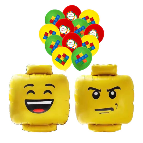 Set Globo Aluminio + Látex Cumpleaños  lego