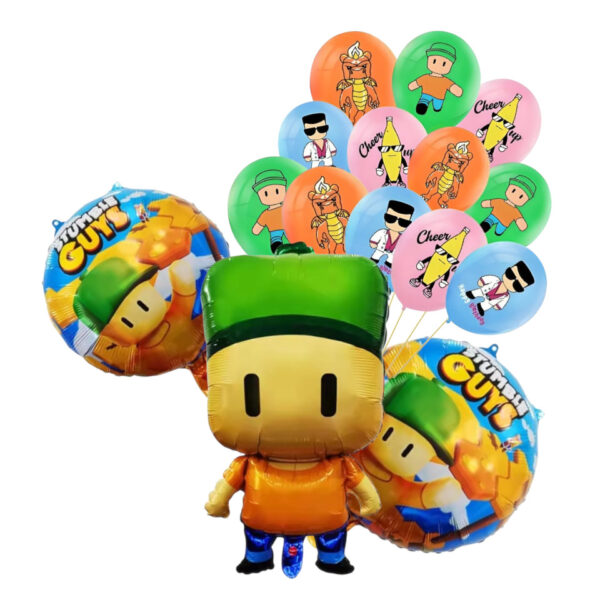 Set Globos latex + Aluminio Decorativo Cumpleaños Stumble guys