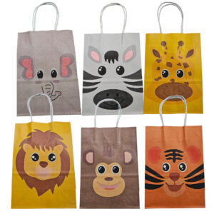 Bolsas de Papel kraft  12 unidades para Sorpresas de Cumpleaños Safari
