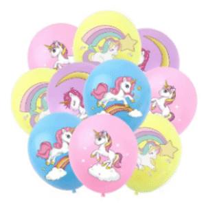 Pack 12 Globos Látex Cumpleaños Unicornio (Mod2)