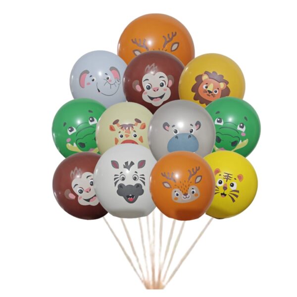 Pack 12 de Globos Látex para Cumpleaños Animales Safari mod 2