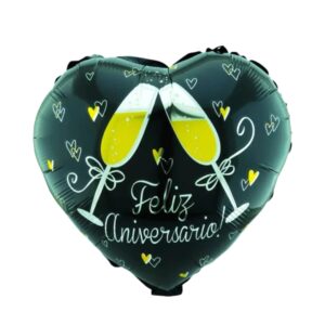 Globo Foil Corazón feliz aniversario 45cm