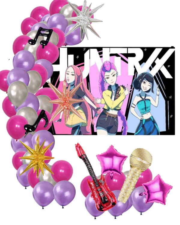 Kit de Globos Con Telón Guerreras Kpop