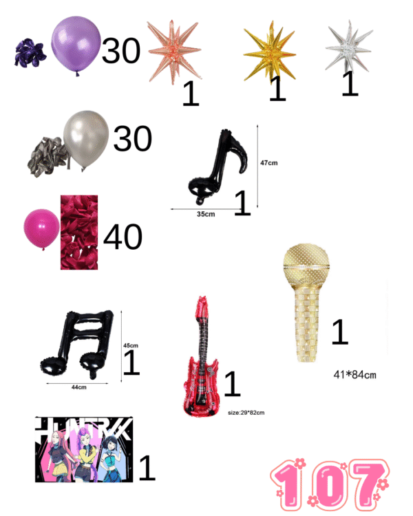 Kit de Globos Con Telón Guerreras Kpop - Imagen 2