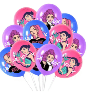 Set 12 globos látex Guerreras Kpop (huntrix)