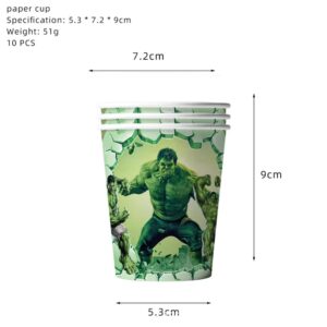 Pack de 10 Vasos 9oz Hulk (Avengers)