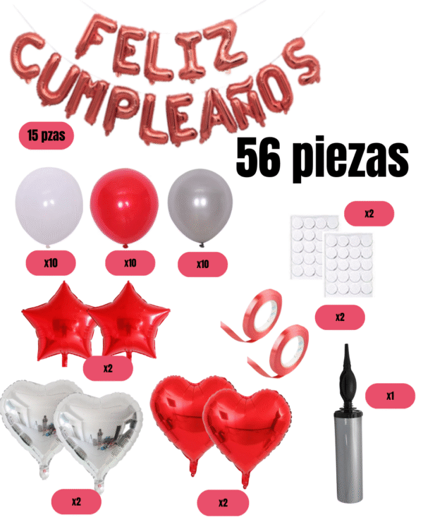 Set Globos Sorpresa de Cumpleaños (Rojo) - Imagen 2