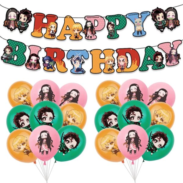 Set Globos con Banderin Demon Slayer