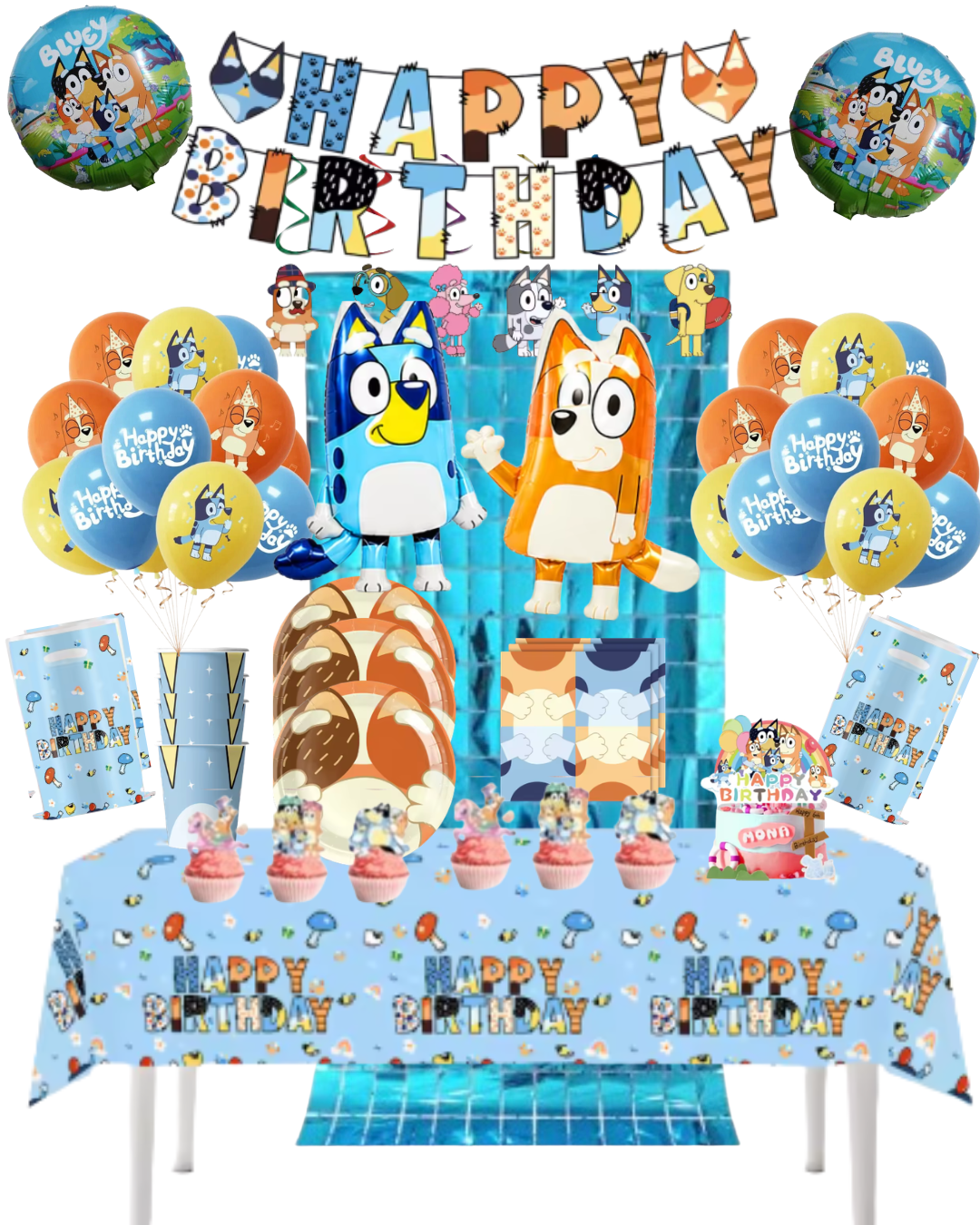 Cotillón Globos Decorativo Bluey y Bingo