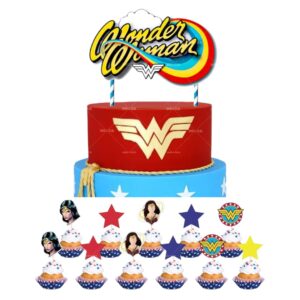 Topper para torta+ cupcakes Mujer maravilla