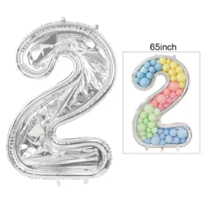 Globo Metálico Numero 2 (65") con Marco de relleno