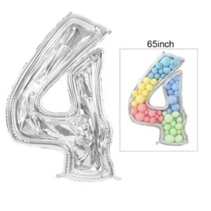 Globo Metálico Numero 4 (65") con Marco de relleno