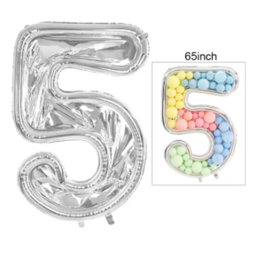 Globo Metálico Numero 5 (65") con Marco de relleno