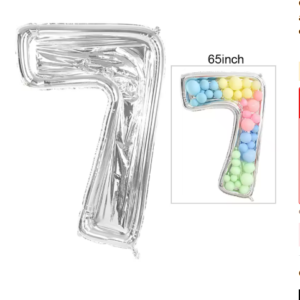 Globo Metálico Numero 7 (65") con Marco de relleno